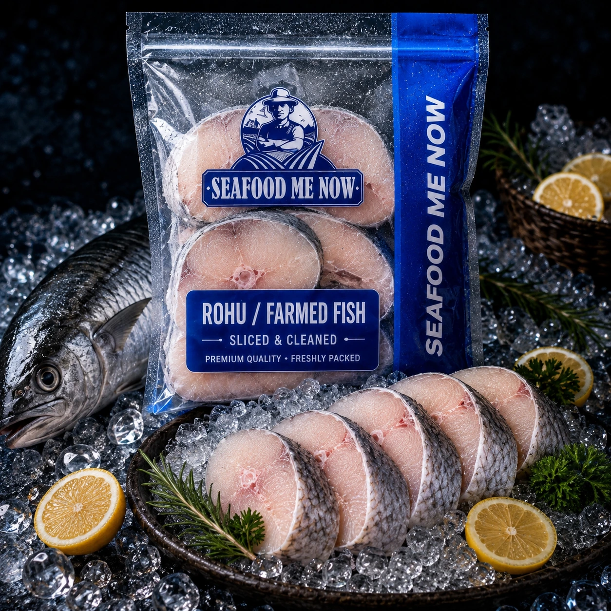 Rohu Fish Sliced & Cleaned / Labéo rohu tranché et nettoyé
