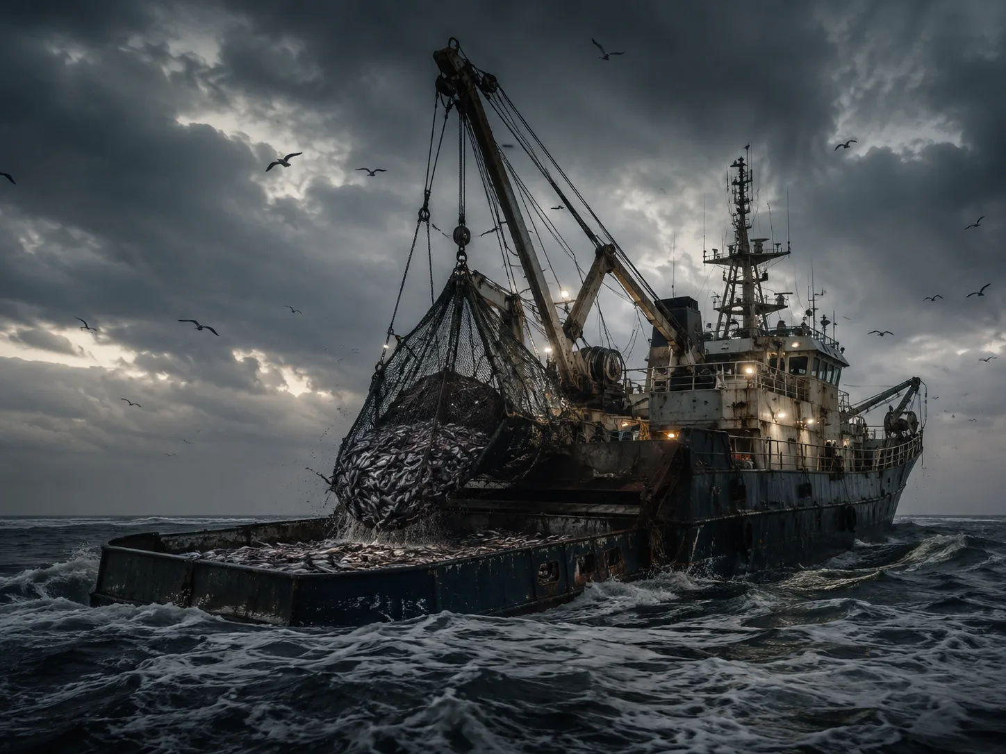 Industrial trawler supplying supermarket seafood