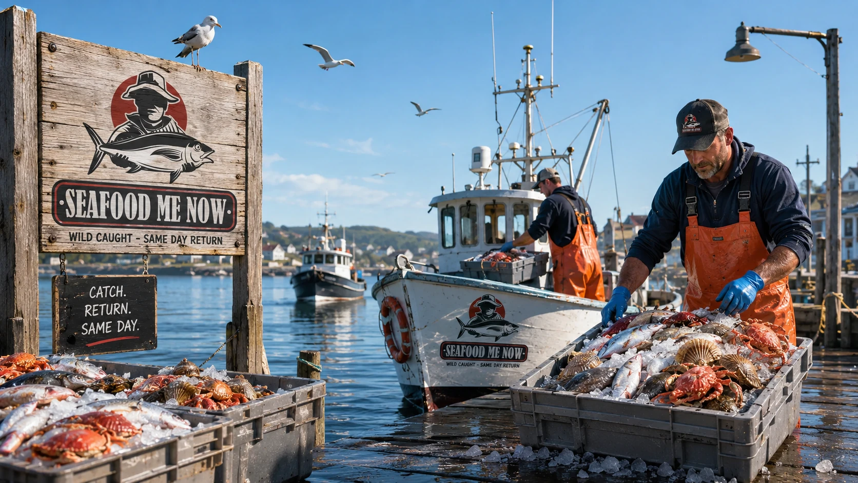 Wild-caught seafood unloaded from small boats on the same day